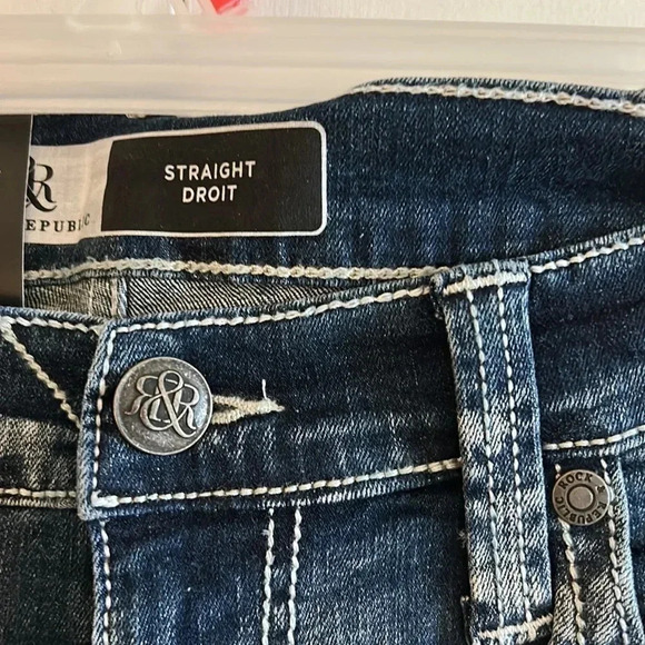 ROCK & REPUBLIC  denim jean,men 38x32 NEW!straight,high rise,embroidered logo - Picture 12 of 16